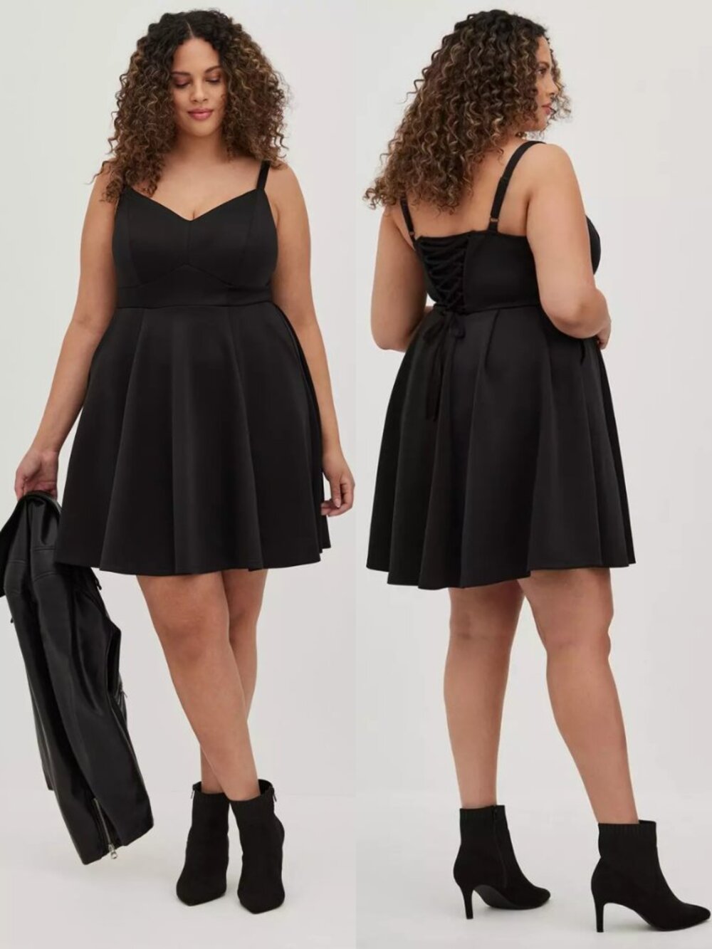 Torrid 1 Black Corset Back Mini Scuba Skater Dress 1X 14 16